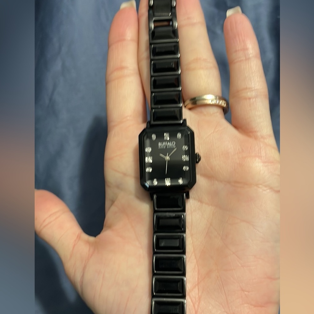 Black crystal detail watch